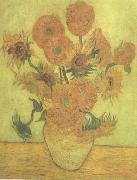 Vincent Van Gogh Still life Vase with Fourteen Sunflowers (nn04) oil on canvas